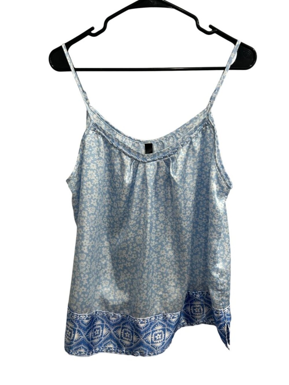 Blue Floral Camisole Tank Top Thin Adjustable Straps Floralcore Soft Girl